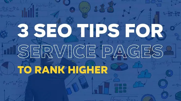 Graphic reading three SEO tips for service pages to rank higher