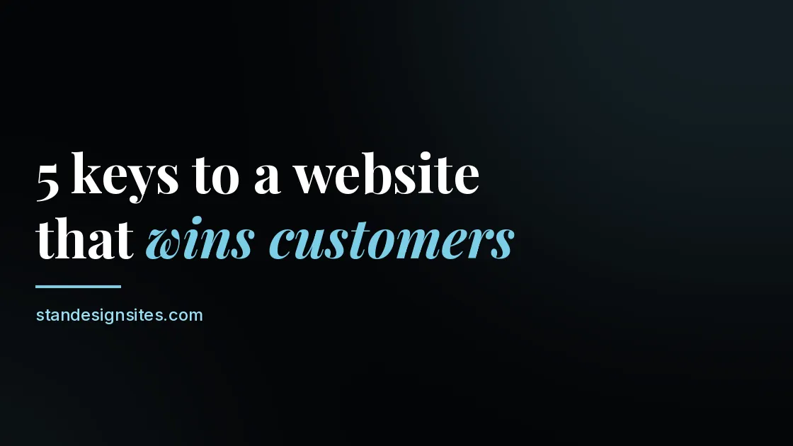 Article title graphic reading five keys to a website that wins customers