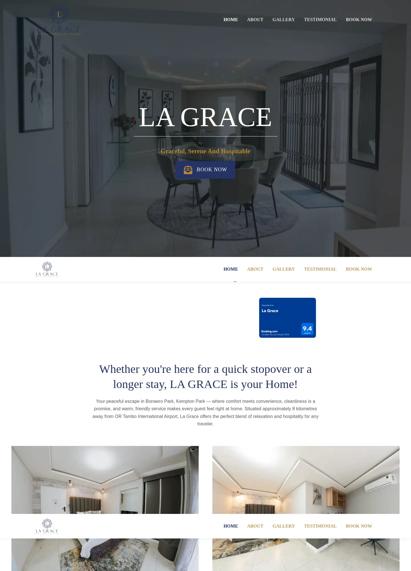 La Grace Guesthouse website on a laptop