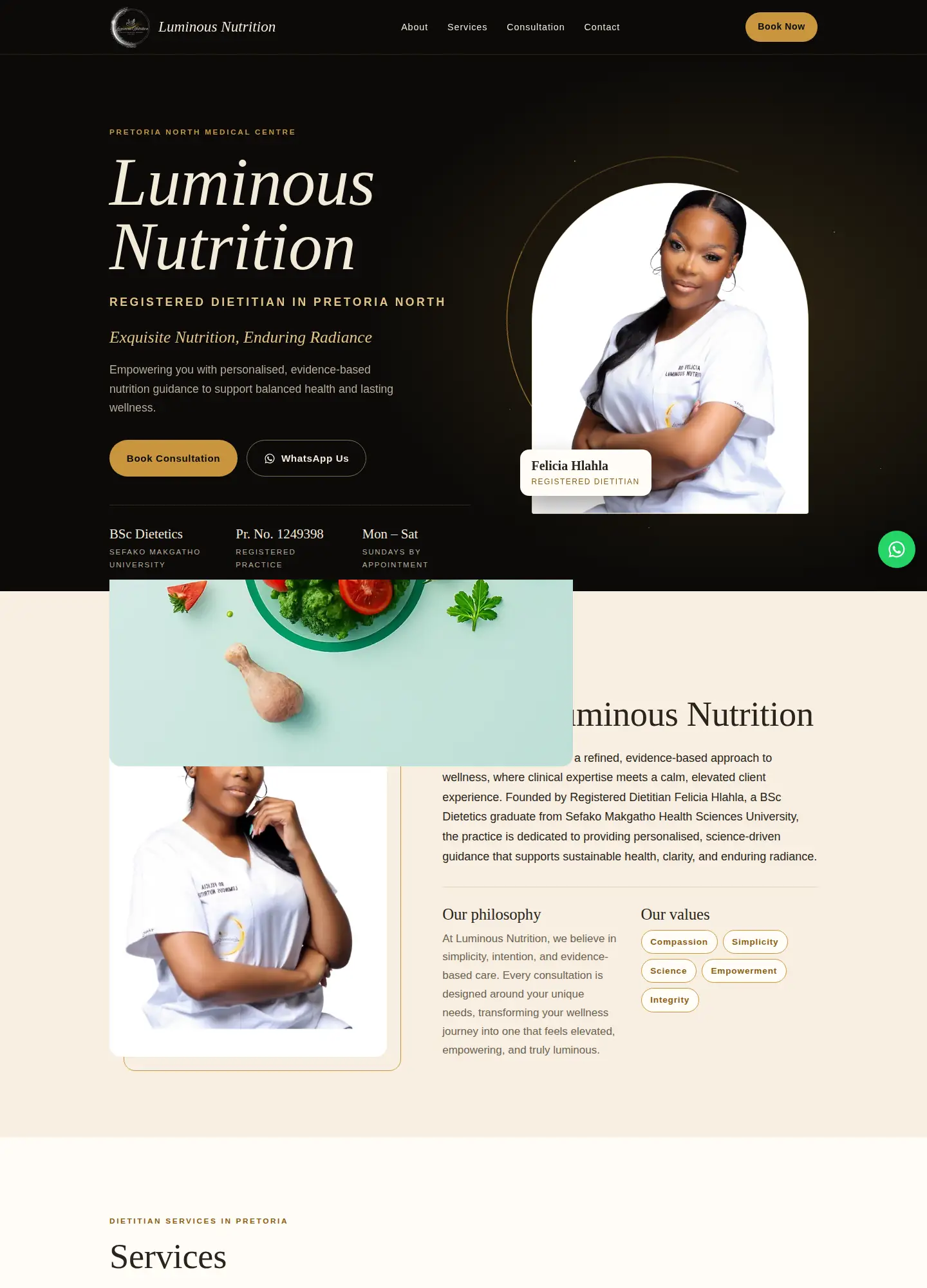 Luminous Nutrition website
