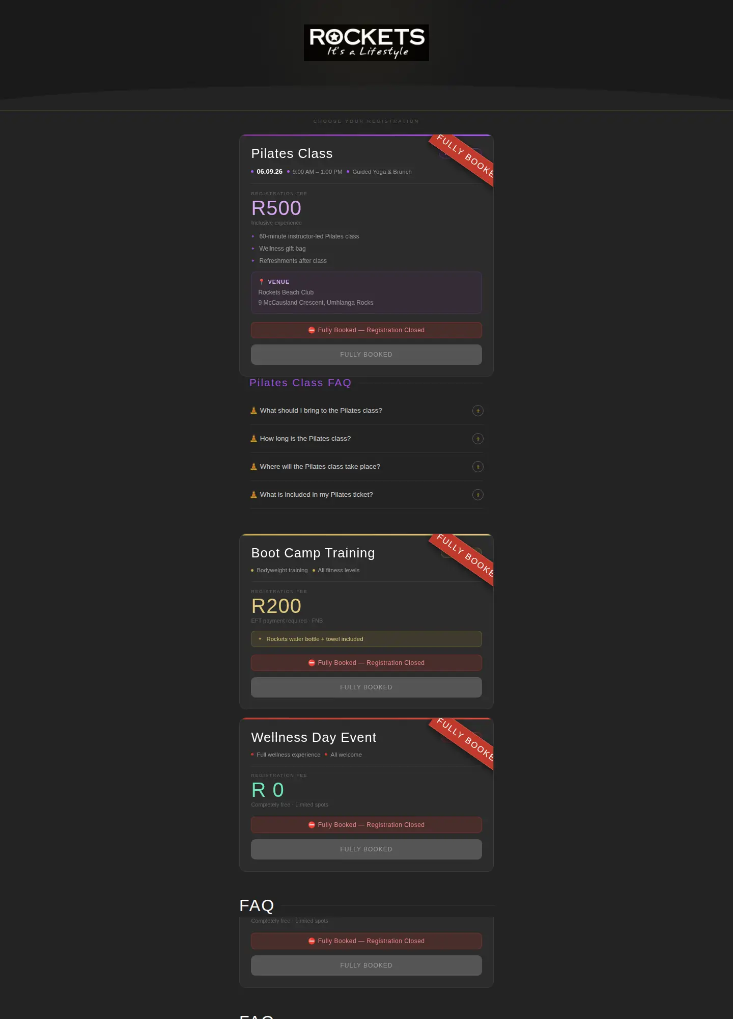 Rockets Wellness website